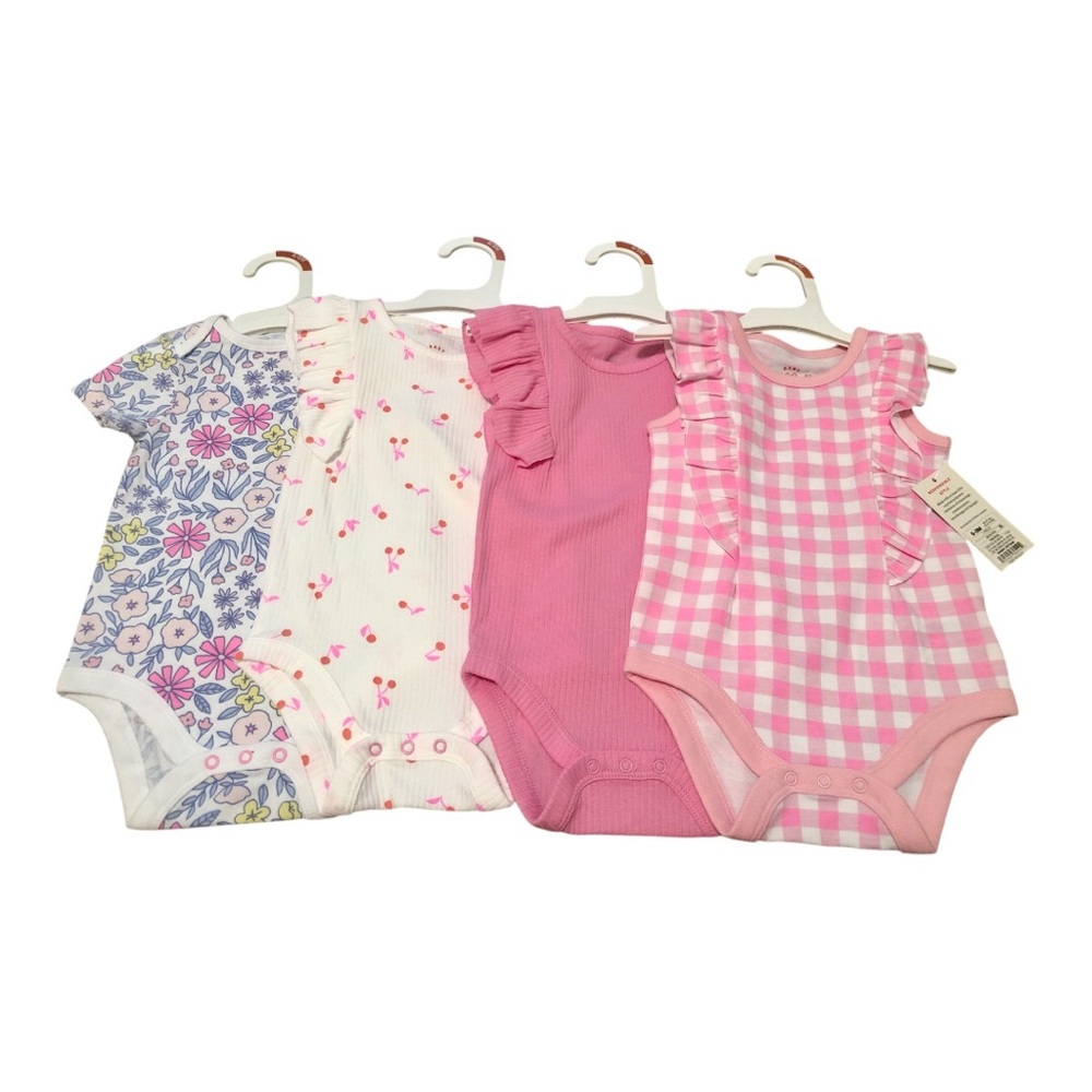 NWT Cat & Jack Baby Girl Onesies Set of 4 Bundle 6-9M